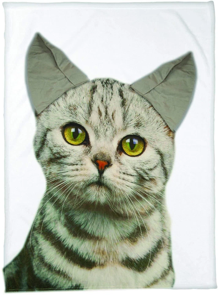 Manta Gris Gatito Gato Tabby Estampada con Orejas 3D 50 X 60 Foto 1 de 1