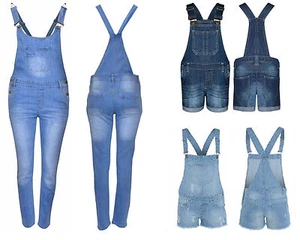 Kids Stylish Summer Girl's Denim Long & Shorts Dungaree Jumpsuit Ages 7-13 - Picture 1 of 13