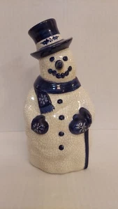 Vintage Dedham Pottery Snowman Christmas Navy Blue and White Retired - Picture 1 of 5