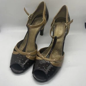 Franco Sarto Two-Tone Burgundy/Beige Peep Toe 8.5M Ankle Strap - Picture 1 of 19