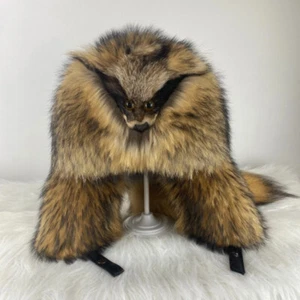 Full Covered Real Raccoon Fur Hats For Men Russian Ushanka Cossack Trapper Hat - Picture 1 of 2