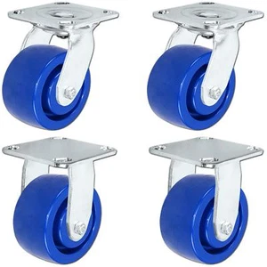 CasterHQ- 5"" x 2"" rueda de acero inoxidable - juego de 4 - 2 ruedas giratorias y 2 ruedas rígidas - Imagen 1 de 4