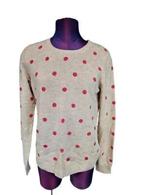 Rachel Zoe Beige & Pink Polka Dot 100% 2-Ply Cashmere Sweater Size Large M22 - Image 1 of 4