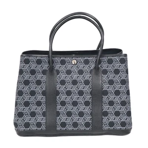 HERMES Garden Party 36 PM Tote Bag Navy Black Silver Hardware With Box Authentic - Picture 1 of 8