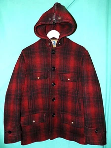 Exc! VINTAGE 40s CARTER'S BUFFALO PLAID WOOL HUNTING JACKET, LINED, MINIMAL Sz L - Picture 1 of 20