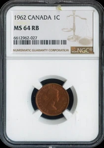 1962 Canada Small Cent 1C NGC MS64 RB - Quality - Picture 1 of 2