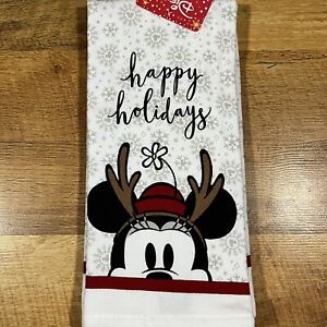 Disney Mickey Mouse 2 Pack Hand Kitchen Bathroom Towels Christmas Reindeer Hat