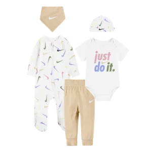 5-teiliges Nike Outfit, Größe 9 Monate, Babyparty Geschenk, Body, Mütze, Lätzchen, MP - Bild 1 von 3