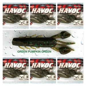 (6) Unopened Bags Berkley Havoc 3 1/2" Skeet Reece Slop Craw Green Pumpkin Green - Picture 1 of 3