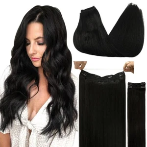 DOORES Wire Hair Extensions, 16 Inch 125g 100% Remy Human Hair Black - Picture 1 of 14