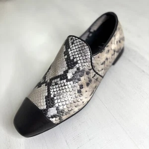 Neu ohne Karton Aquatalia Rene Loafer Schlange und schwarz geprägtes Leder Größe 8 - Bild 1 von 16