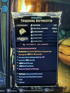 PS/XBOX/PC Tiny Tina's Wonderlands NIVEL 40 PRIMORDIAL ""Buffmeister"" Hechizo RARO - Imagen 1 de 5