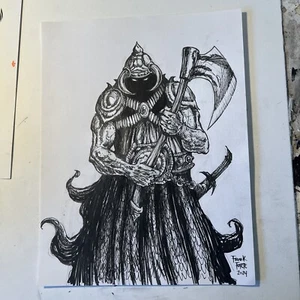 Death Dealer (Frank Frazetta) NUEVO dibujo original de terror de Frank Forte RARO - Imagen 1 de 2