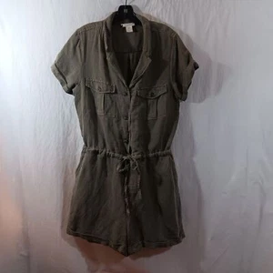 C&C California Womens Large Romper Linen Blend Shorts Utility High Rise Jumpsuit - Picture 1 of 10