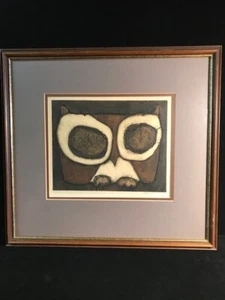 Joseph Demarais Eule Litho signiert 25/200 2. Auflage 10x8 gerahmt 1966 - Bild 1 von 7