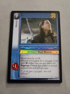 TARJETA DE ALUMINIO DESCIFRADOR LOTR REFLEXIONES ARTEFACTO AIGLOS ARMA DE MANO 9R+12 - Imagen 1 de 2