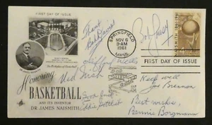 FDC Signed by Basketball HOFers Clifford Wells Ned Irish Bennie Borgmann B Cousy - Picture 1 of 7
