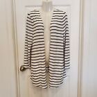 Chico's Ultimate Tee Black White Open Front Striped Cardigan Pockets Women’s M  