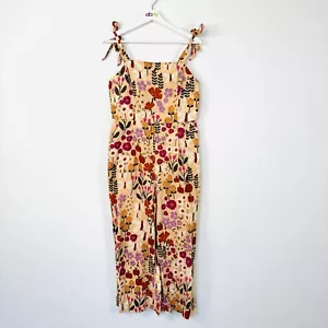 Princess Highway Womens Jumpsuit Overalls Floral Butterfly Linen Cotton Size 12 - Picture 1 of 7