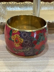 PULSERA BRAZALETE GRANDE VINTAGE Cloisonné Desigual Rojo 2.5" Ancho J - Imagen 1 de 7