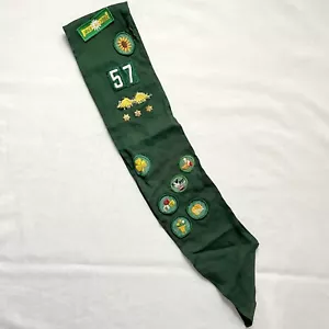 Vintage 1960s Girl Scouts Green Sash w/Merit Badges, Star Pins, Troop 57 - Picture 1 of 7