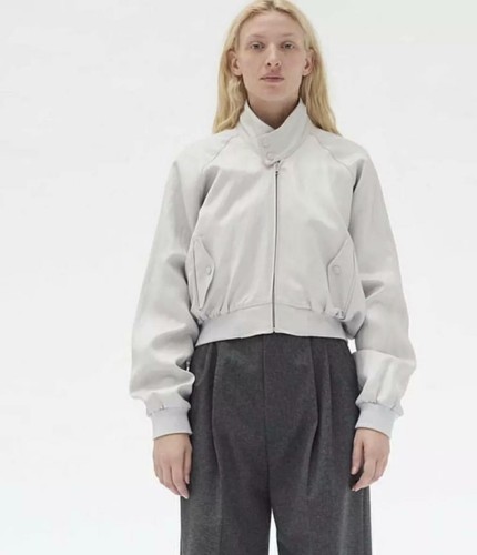 CELINE Giacca Bomber Tagliato Lino Satinato Grigio 34 Phoebe Philo Autunno'18 NUOVA