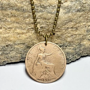1899 England UK P. Coin Pendant Victoria London. Great Gift! 🎁 Wear History! - Picture 1 of 8