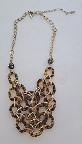 VETEMENTS Collana donna NY dichiarazione 36" tono oro e marrone con estensione 3"