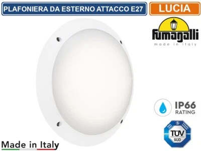 FUMAGALLI PLAFONIERA CIRCOLARE DA ESTERNO BIANCA IP66 PER LAMPADINE CON ATTACCO E27