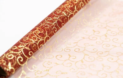 STOFF-KOLLEKTION Organza Stoff Rolle Bedruckt Tischläufer Dekostoff 30 cm x 300 cm