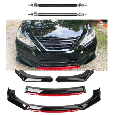 For Nissan Sentra Sedan Front Bumper Lip Splitter Spoiler Strut Rod Body Kit Foto 1 de 4