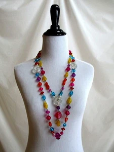 ¿Celuloide plástico con cuentas gruesas de colección? Collar de doble hilo con cuentas multicolores - Imagen 1 de 10