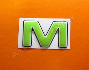 3D Stickers Resin Domed LETTER M - Color Green - 25 mm(1 inch) Adhesive Decal - Picture 1 of 1