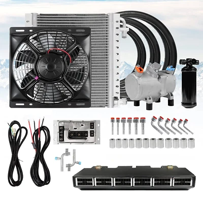 Kit de ar condicionado universal 11000 BTU 12V 6 aberturas cabine caminhão ônibus subterrâneo - Imagem 1 de 4