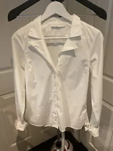 Anne Fontaine blouse Shirt Size 40 Uk 10-12 White Diamanté Buttons Cuffed Design - Picture 1 of 6