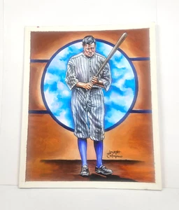 1983 Babe Ruth Original Painting by Joseph Catalano 9 x 11 New York Yankees D - Picture 1 of 5