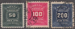 1906-10 Brazil SC# J30-J32 - Postage Due Stamps - 3 Different - Used - Picture 1 of 2