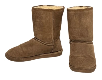 BearPaw коричневый Эмма короткий стриженный мех с подкладкой шерсти изолированная замша ботинки 9 нейтральный - Изображение 1 из 4