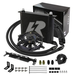 Oil Cooler Kit LR 30 Row AN10+Filter Adapter Hose Kit +7" Electric Fan Kit Black - Picture 1 of 11