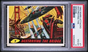 1962 TOPPS MARS ATTACKS 7 DESTROYING THE BRIDGE PSA 4 105859556 - Picture 1 of 2