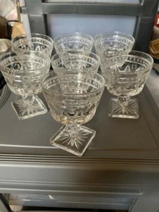 Set of 6 Colony Park Lane Clear Sherbet / Champagne 4 1/4” Glasses Square Base - Picture 1 of 3