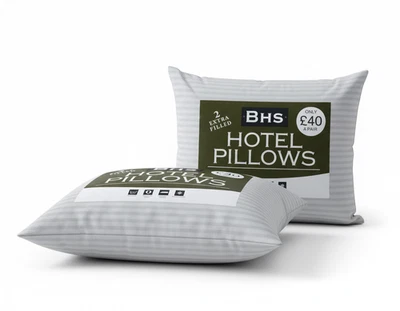 2 Pack BHS Hotel Pillows Extra Filled – Luxury Soft & Supportive Comfort Pillows