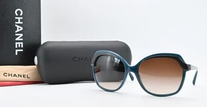 Chanel 5228 Sonnenbrille C1340/3B Glanz Petrol Schmetterling Luxus Box Set NOS M - Picture 1 of 10