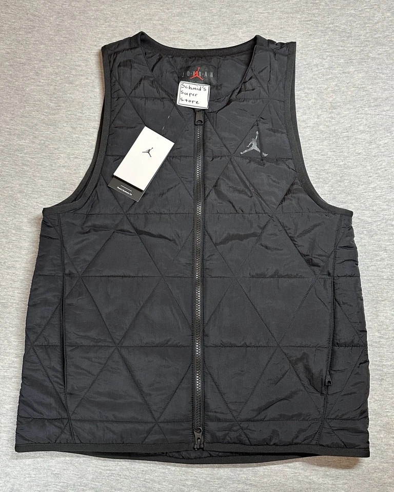 Nike Jordan Sport Men's Golf Quilted Vest Full Zip FB3265-010 Black Size S