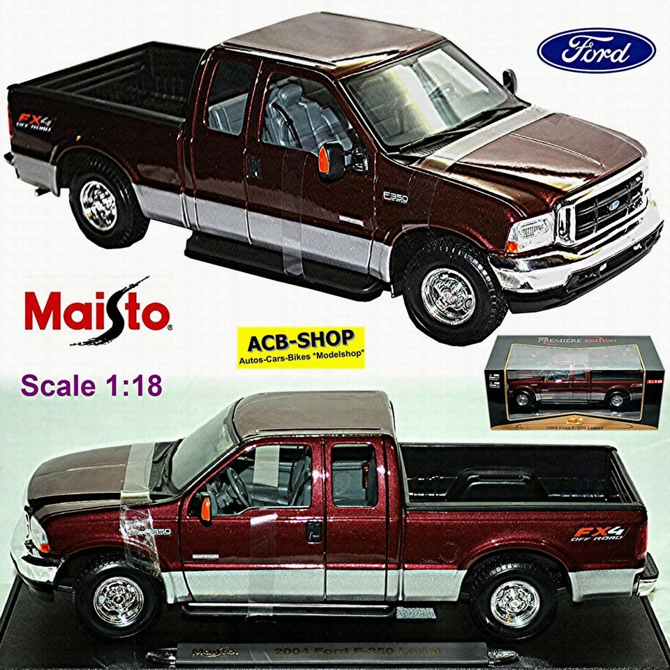 Ford F-350 Lariat FX4 Off Road Super Duty Pick Rot Metallic 1:18 Maisto 36689 - Immagine 1 di 4