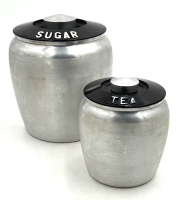 Botes de azúcar y té Kromex hilados de aluminio Foto 1 de 4