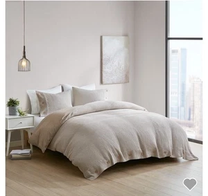 Clean Spaces Baumwolle Bambus Bettbezug Set Waffelmuster antimikrobiell taupe Full/Queen - Bild 1 von 9