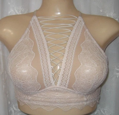 NWT SMALL VICTORIA'S SECRET VERY SEXY BRALETTE BEIGE HIGH NECK $44.   BRA - Image 1 of 3