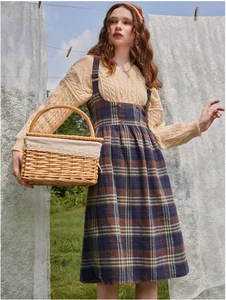 Goth Whimsigoth Fairycore Cottage Fairy Plaid Overall Dress NWT Romwe Womens L - Picture 1 of 7
