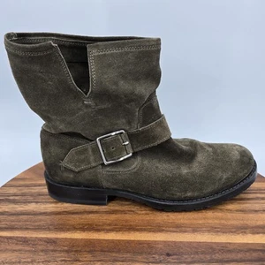 Stivali Frye donna 8 B verde oliva pelle scamosciata fibbia cinturino slouch pull on - Foto 1 di 7